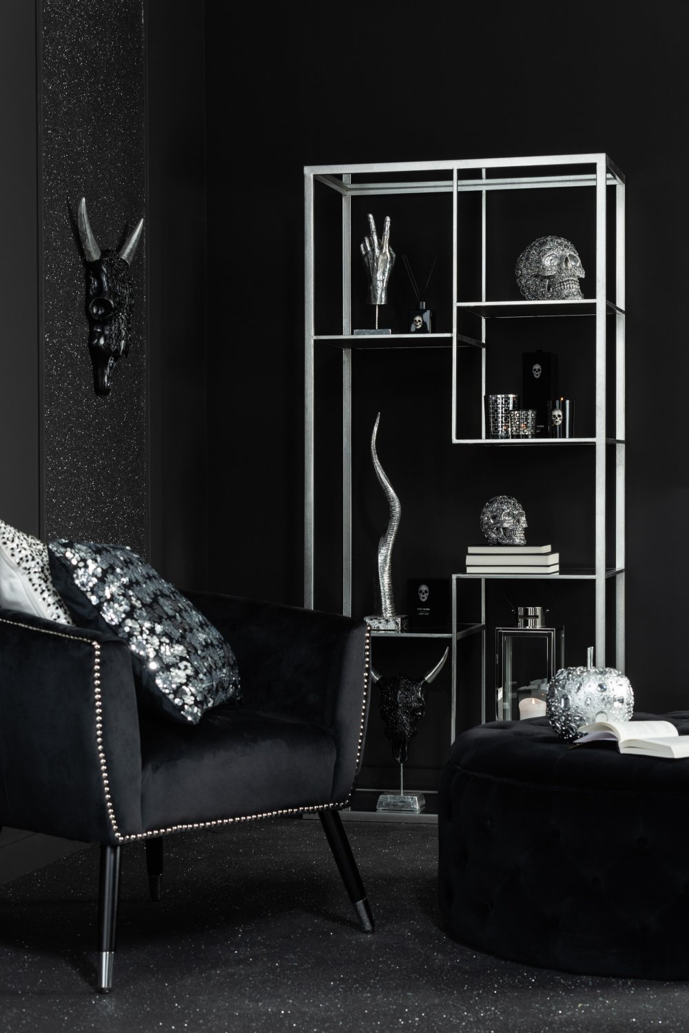 Étagère murale 5 niveaux BEVA 180 cm métal argenté 